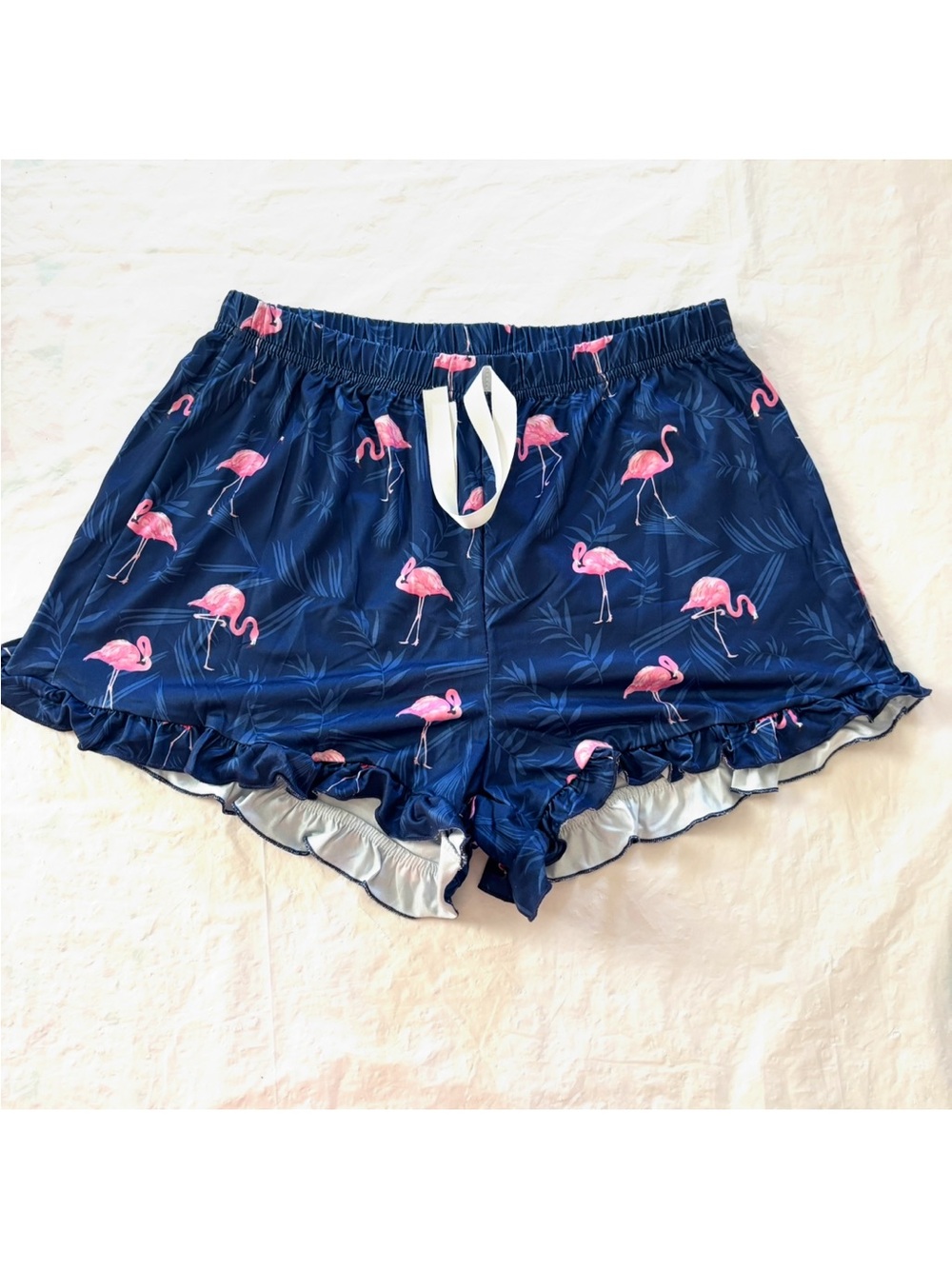NWT Flirty Flamingo Pink Navy Flamingo Ruffle PJ Shorts - Picture 8 of 8